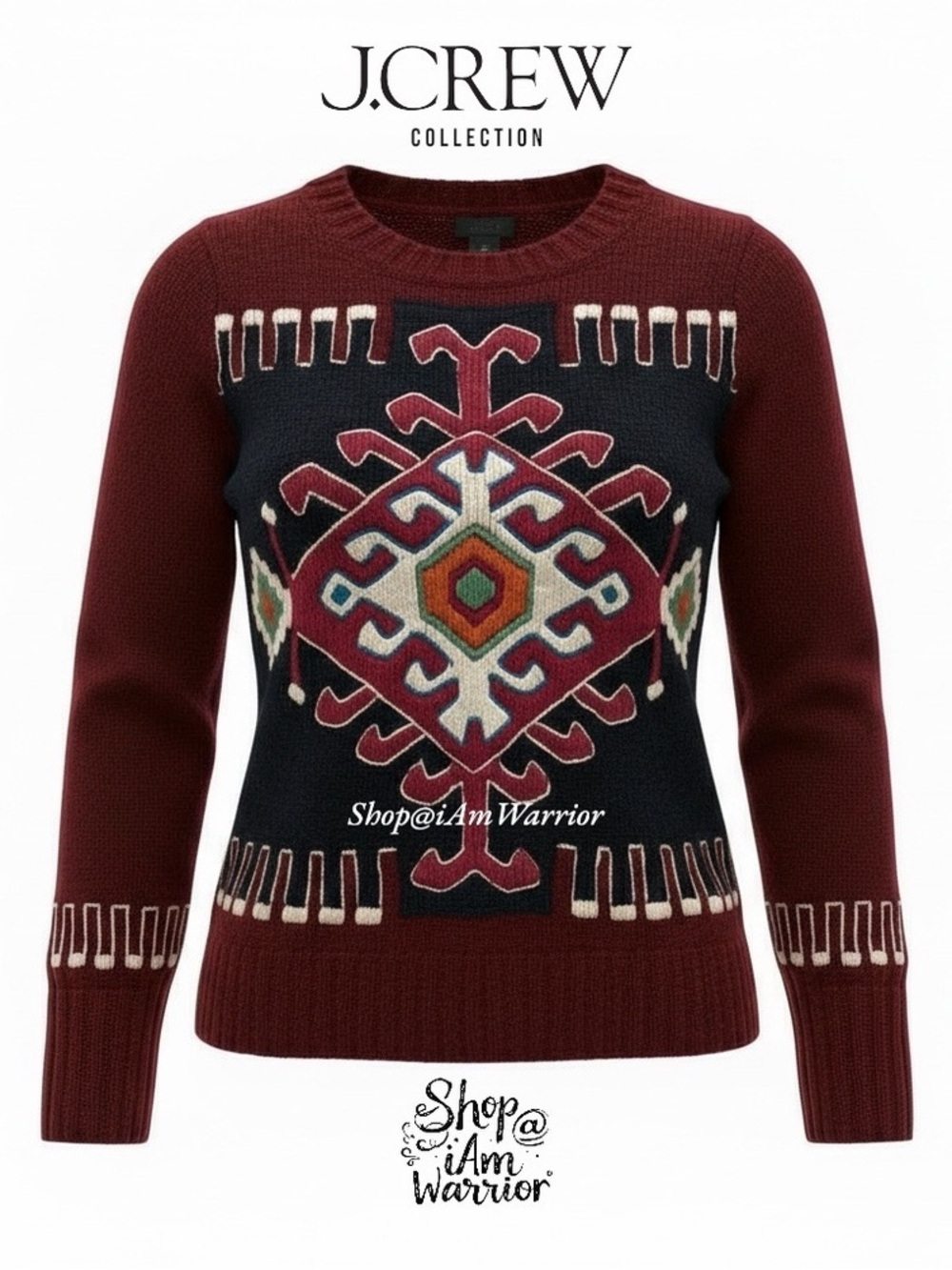 J.Crew Collection Cashmere Mohair Hand Embroidered Moroccan Crewneck Sweater - Picture 2 of 11